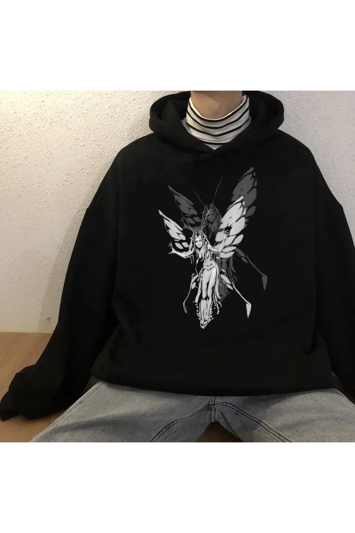 Harajuku Fairy Girl Siyah (UNİSEX) Kalın Kumaş Sweatshirt