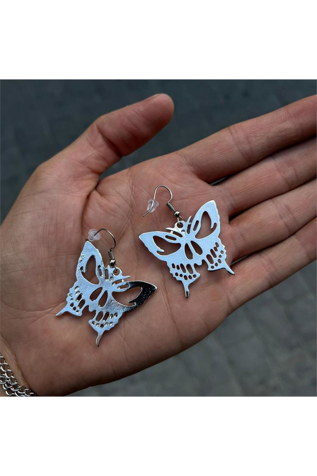 Harajuku Skull Butterfly Küpe