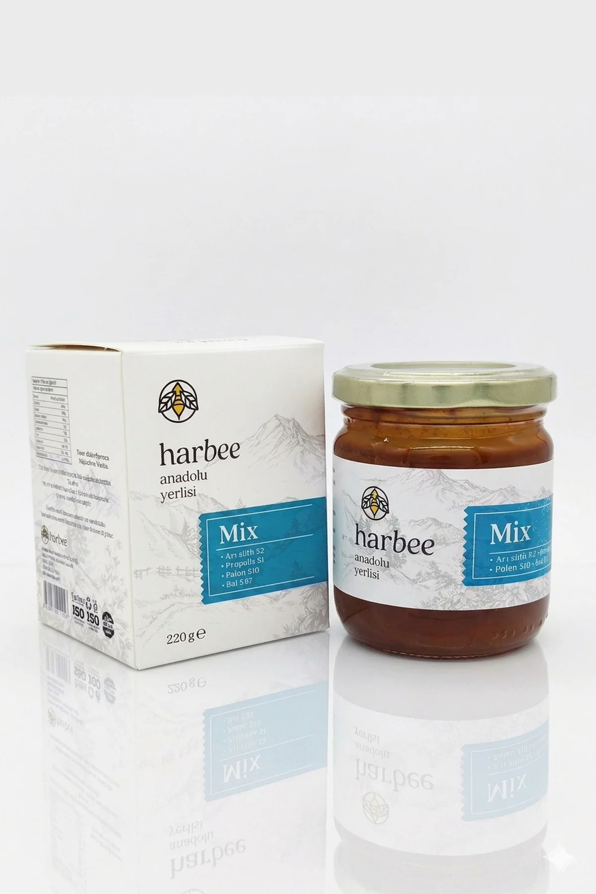Harbee Mix Bal - Propolis - Arı Sütü - Polen %100 Doğal Karışım 220 ge