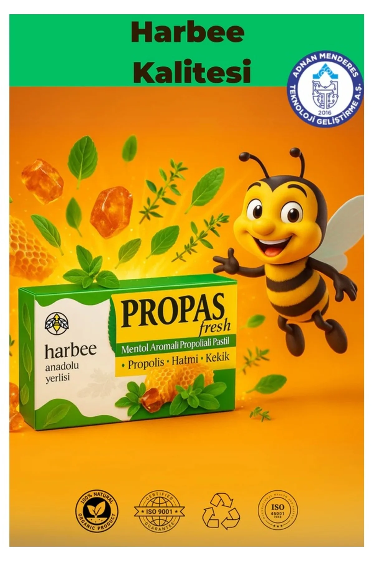 Harbee Propas Fresh Mentol Aromalı Propolisli Hatmi Kekik Takviyeli Pastil Harbee Propas Fresh Mentol Aromalı Propolisli Hatmi Kekik Takviyeli Pastil