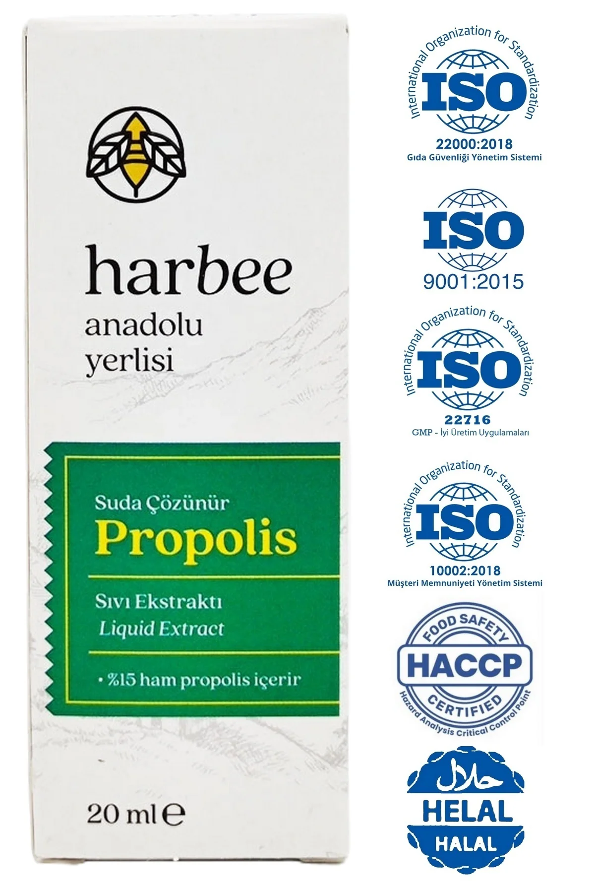 Harbee Su Bazlı %15 Ham Propolis Damla 20ml