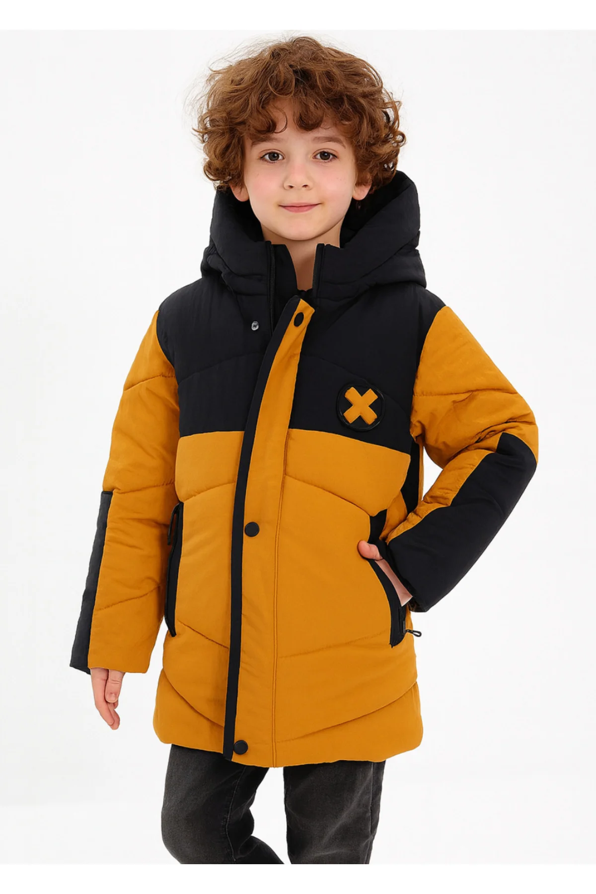 Hardal- Laci Su Geçirmez Parçalı Elyaflı Unisex Çocuk Mont