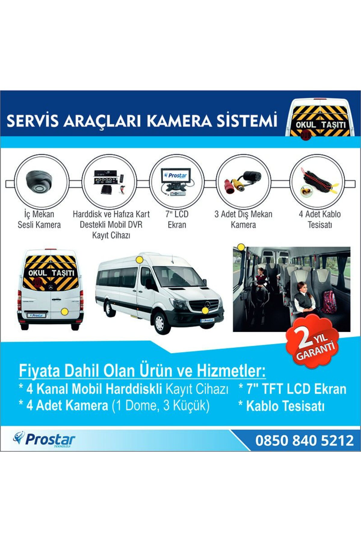 Harddisk Hariç Okul Servisi Araç Kamera Seti