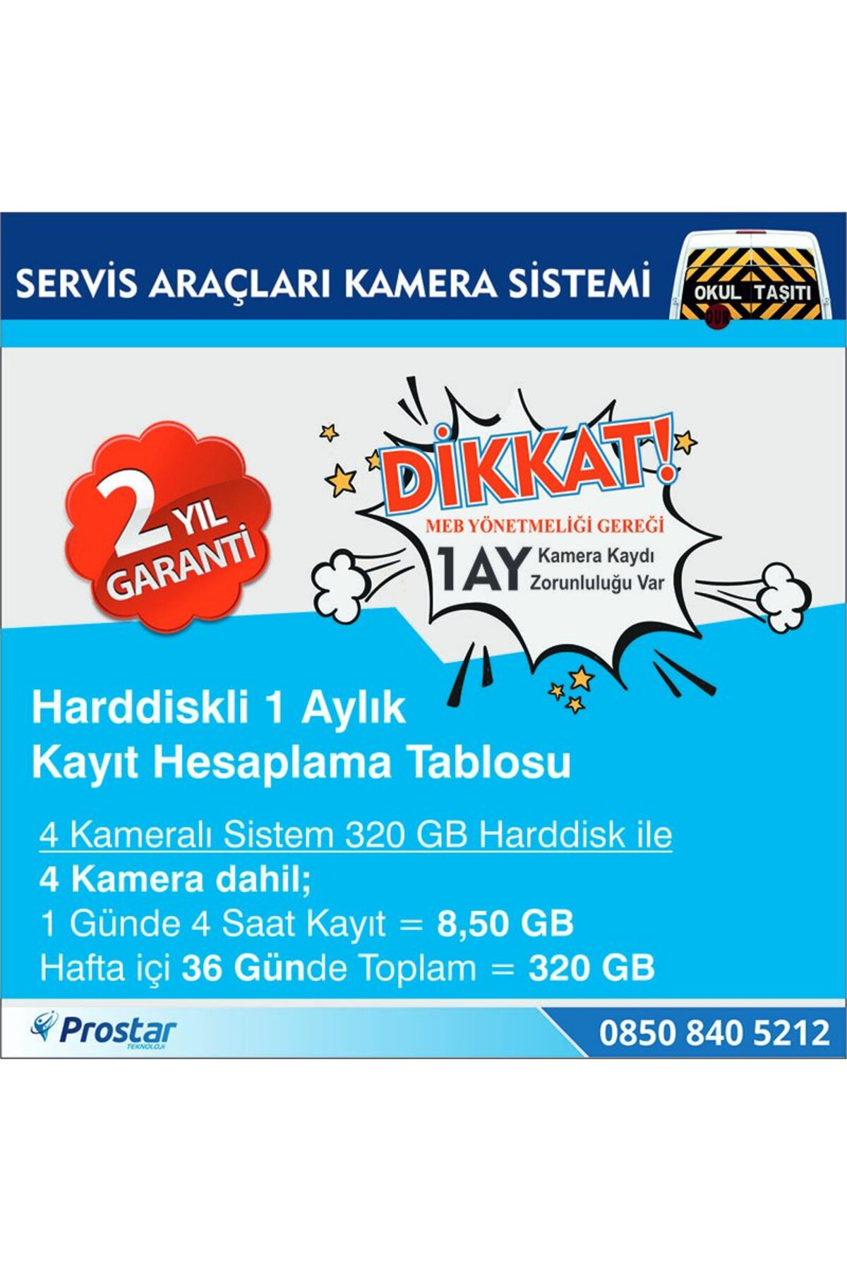 Harddisk Hariç Okul Servisi Araç Kamera Seti