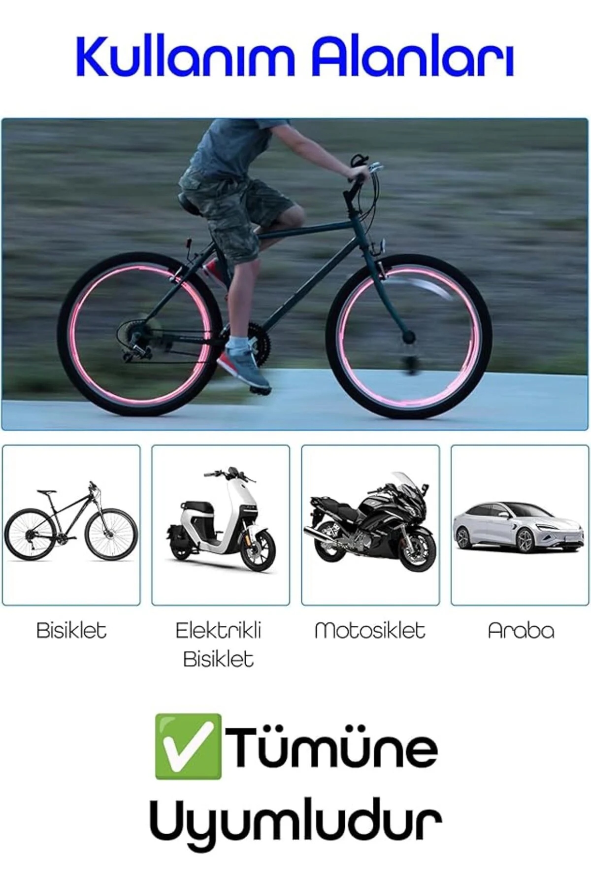 Hareket Sensörlü Bisiklet Teker Işığı LED Araba Motor Tekerlek Lambası Sibop Kapağı Mavi 3972
