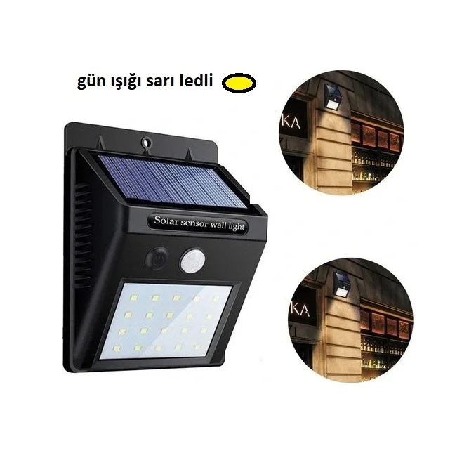 Hareket Sensörlü Güneş Enerjili Lamba 20 Led