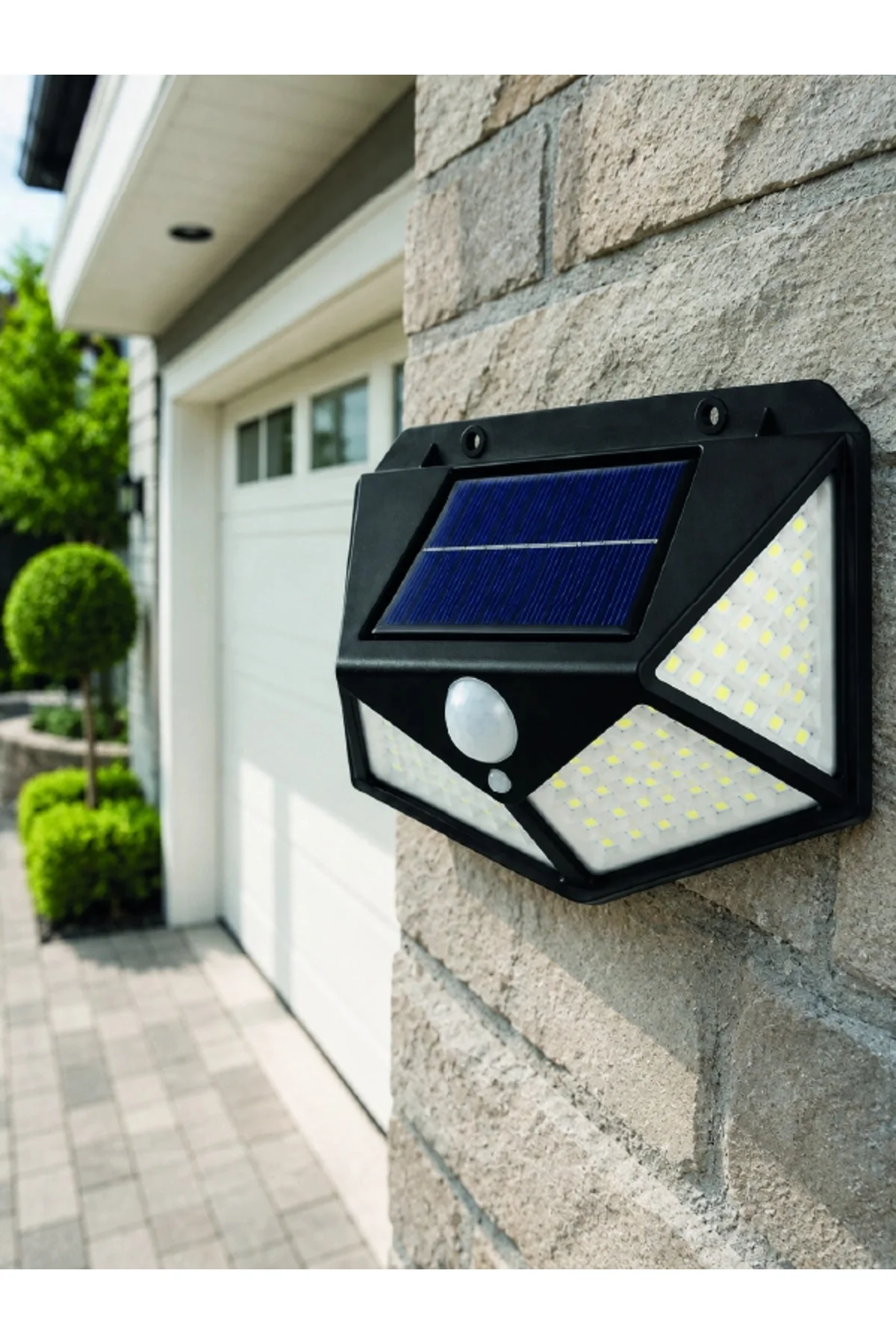 Hareket Sensörlü Güneş Enerjili Duvar Lambası Dış Mekan İçin Güçlü LED Aydınlatma - Görsel 8