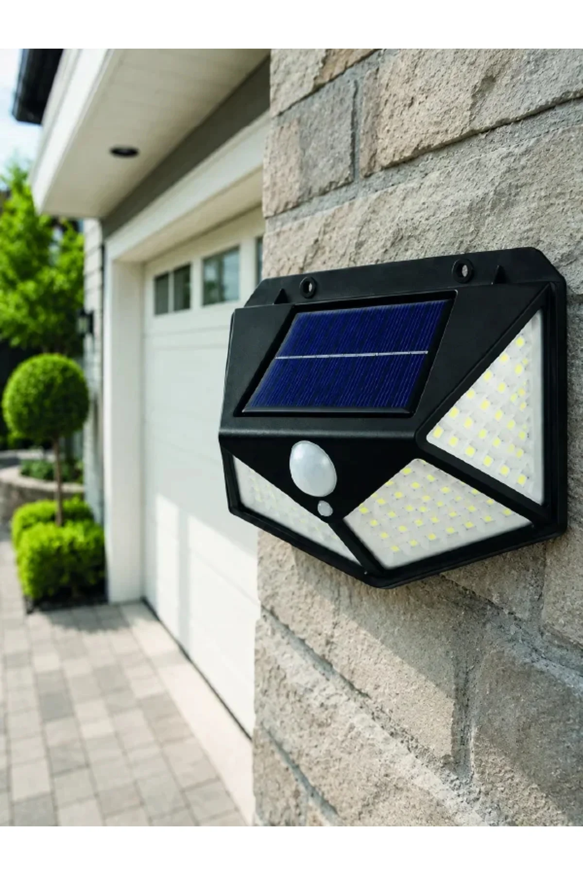 Hareket Sensörlü Güneş Enerjili Duvar Lambası Dış Mekan İçin Güçlü LED Aydınlatma - Görsel 5
