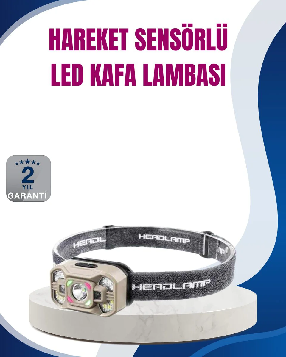 Hareket Sensörlü LED Far - 45 Derece Ayarlı Şarj Edilebilir Outdoor Kafa Lambası