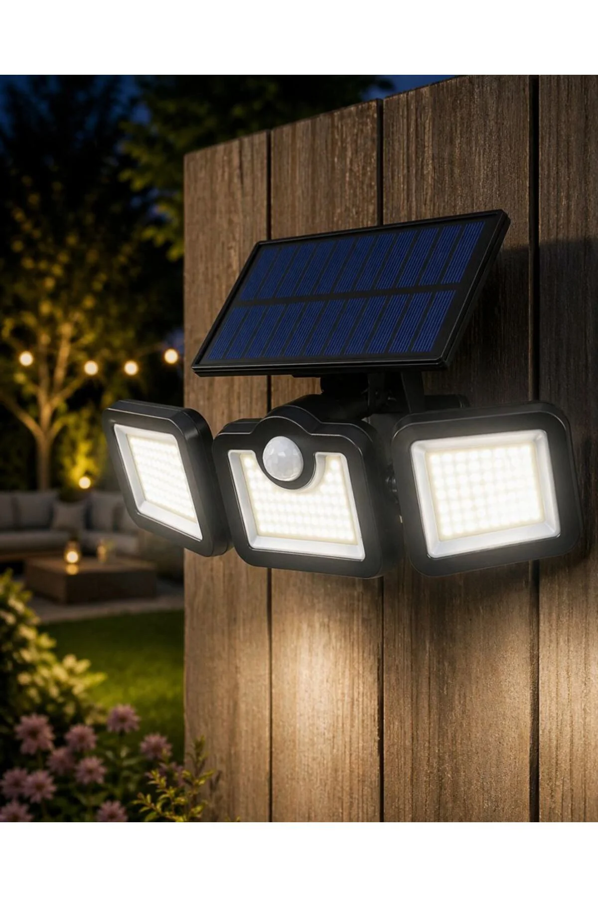Hareket Sensörlü Solar Bahçe Lambası Güçlü Led Duvar Projektörü