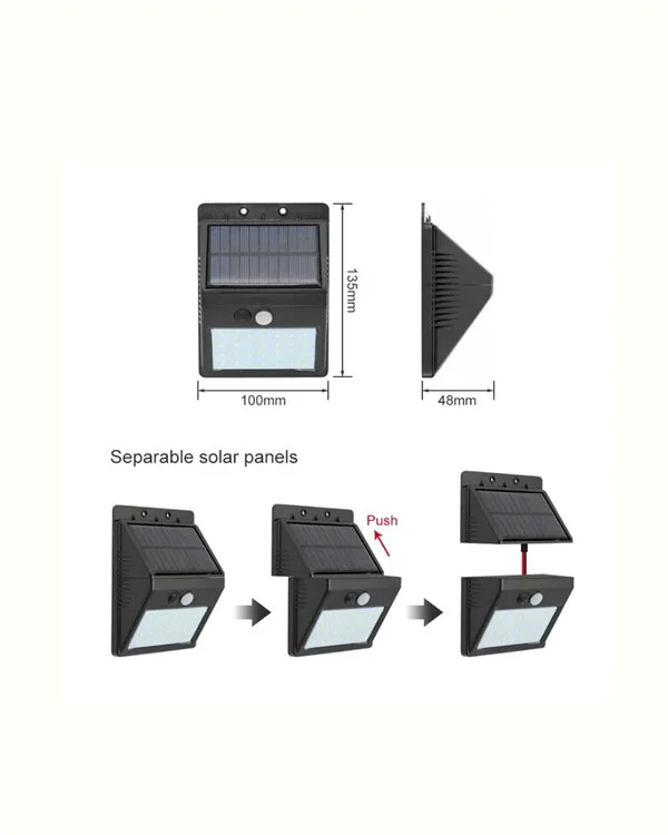 Hareket Sensörlü Solar Lamba - 120° Algılama Açısı, 3-4m Mesafe, Suya Dayanıklı LED