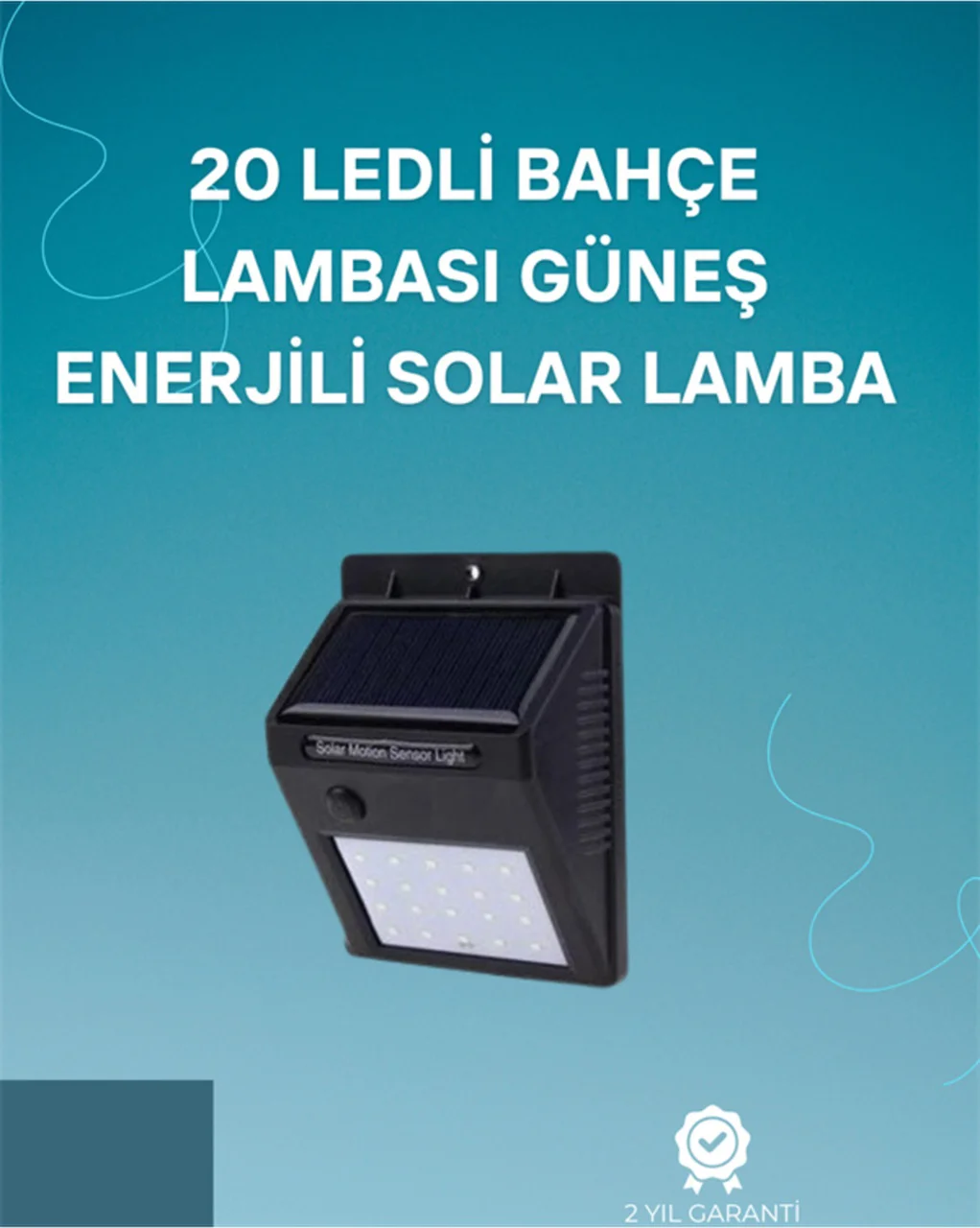 Hareket Sensörlü Solar Lamba 120 Algılama Açısı, 3-4 Metre Mesafe
