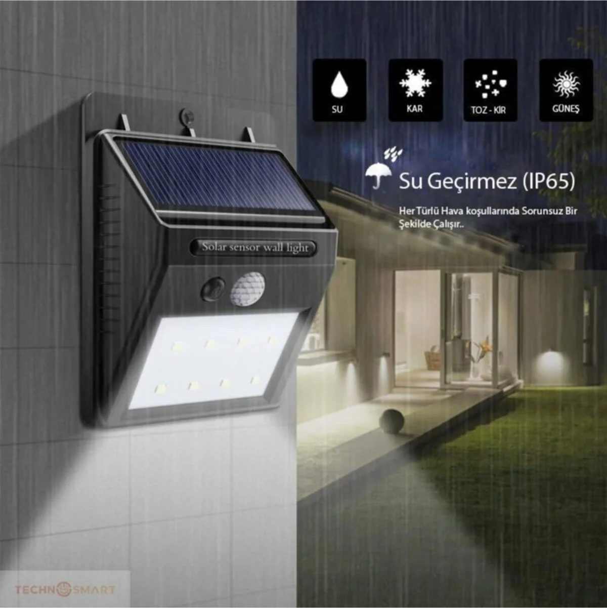 Hareket Sensörlü Solar Dış Mekan Lambası