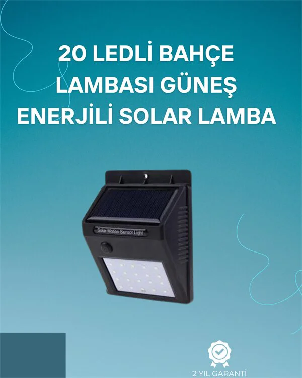 Hareket Sensörlü Solar Lamba - 120° Algılama Açısı, 3-4m Mesafe, Suya Dayanıklı LED