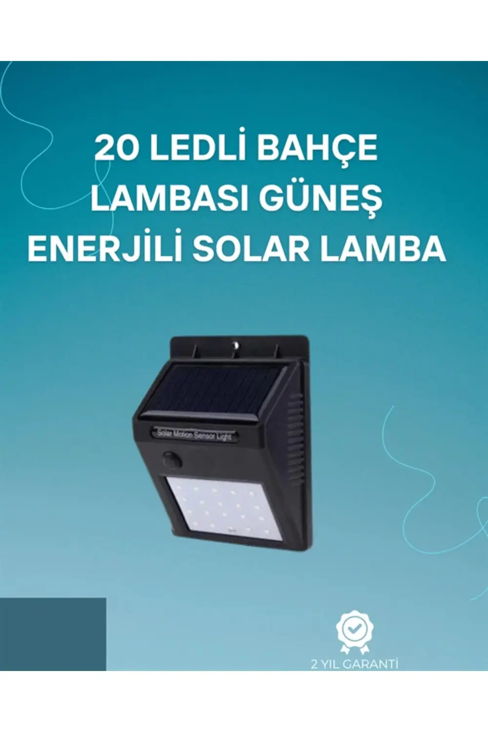 Hareket Sensörlü Solar Lamba | 120° Algılama Açısı 3-4 Metre Mesa