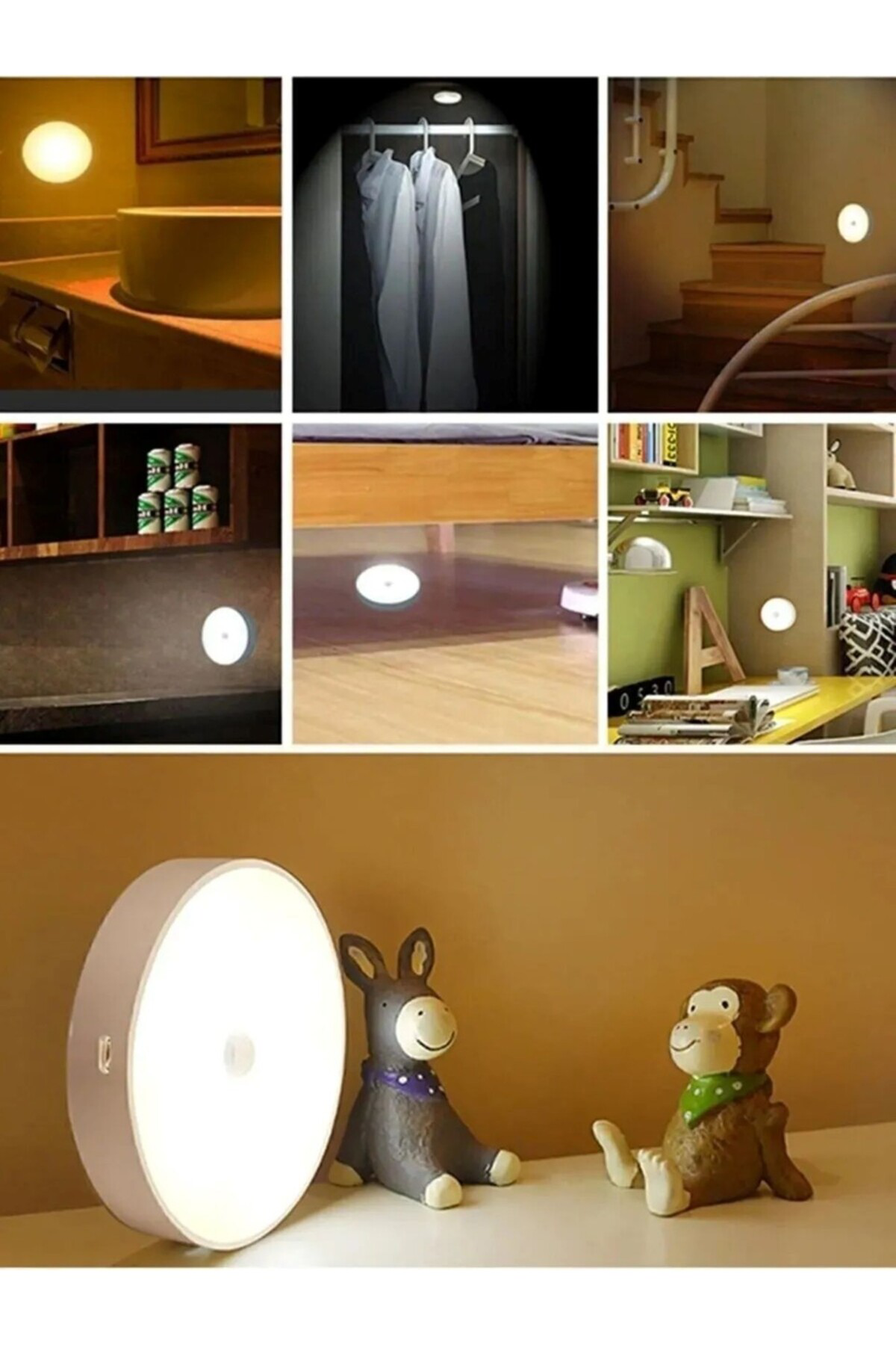 Pazar Kapısı Hareket Sensörlü Usb Şarjlı Led İşık Lamba-Oda, Mutfak, Salon Ve