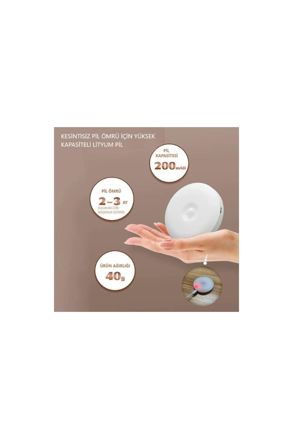 Pazar Kapısı Hareket Sensörlü Usb Şarjlı Led İşık Lamba-Oda, Mutfak, Salon Ve