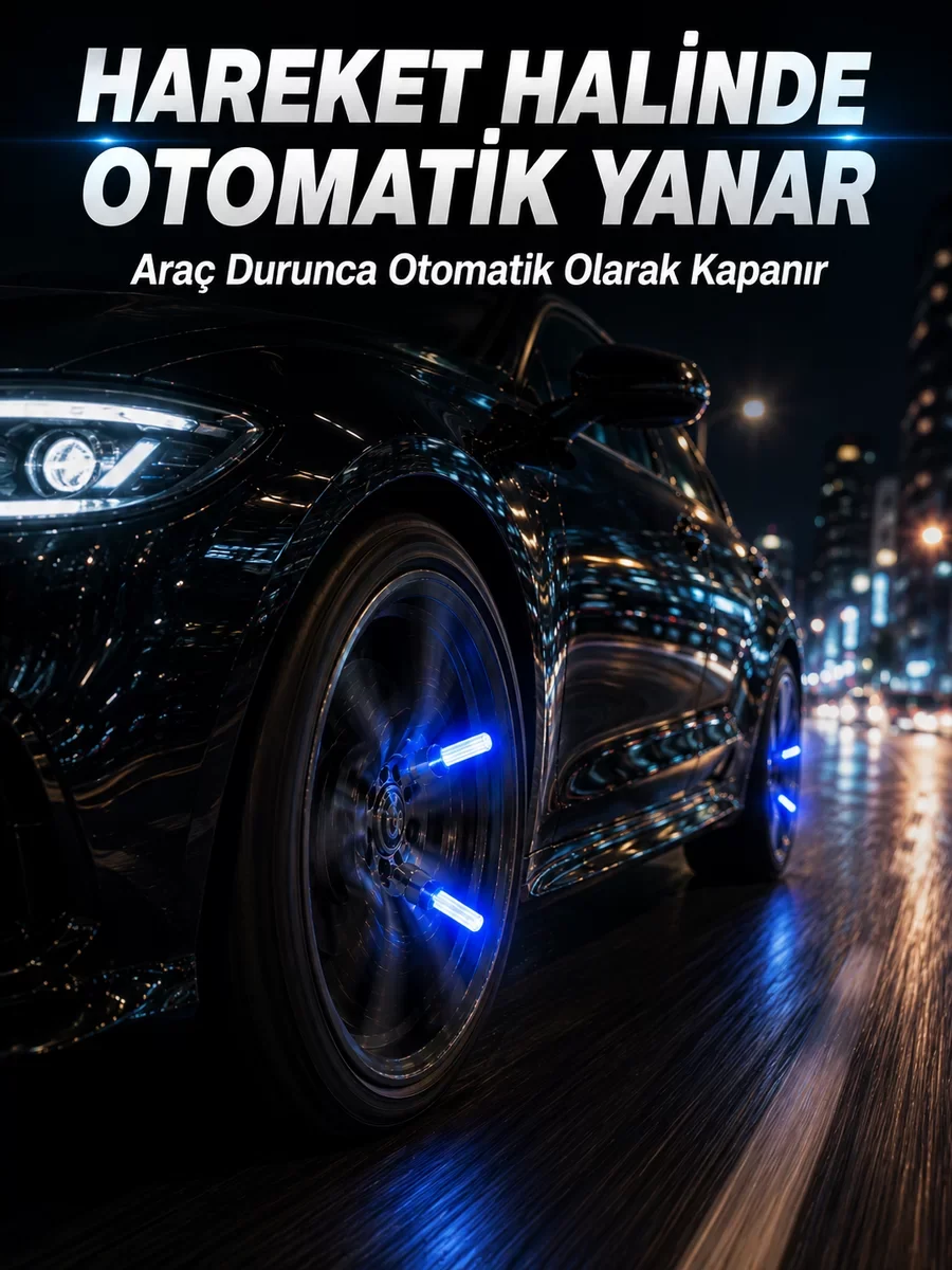 Hareketle Yanan LED Sibop Işığı 4'lü Araç Lastik Lambası