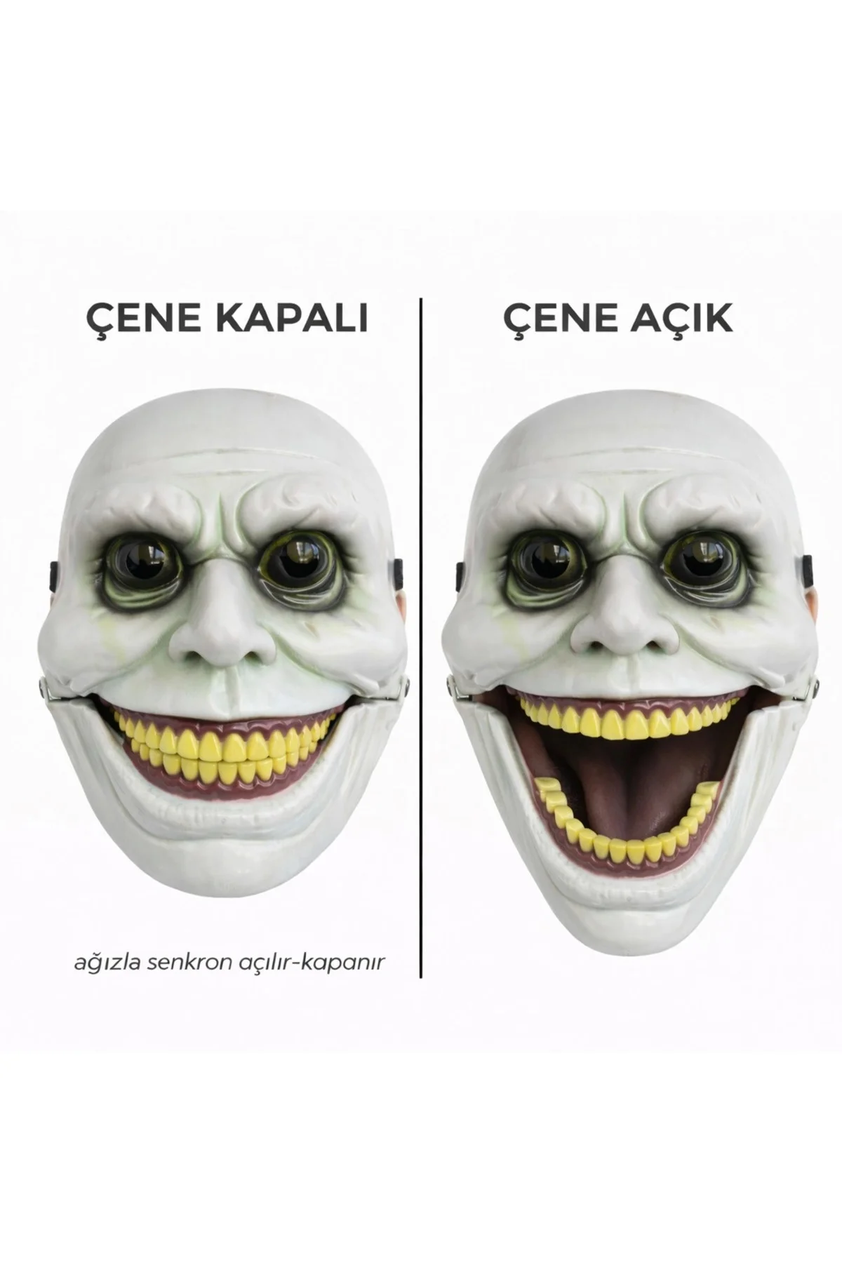 Hareketli Çene Mekanizmalı Korku Maskesi Yeşil Hareketli Çene Mekanizmalı Korku Maskesi Yeşil