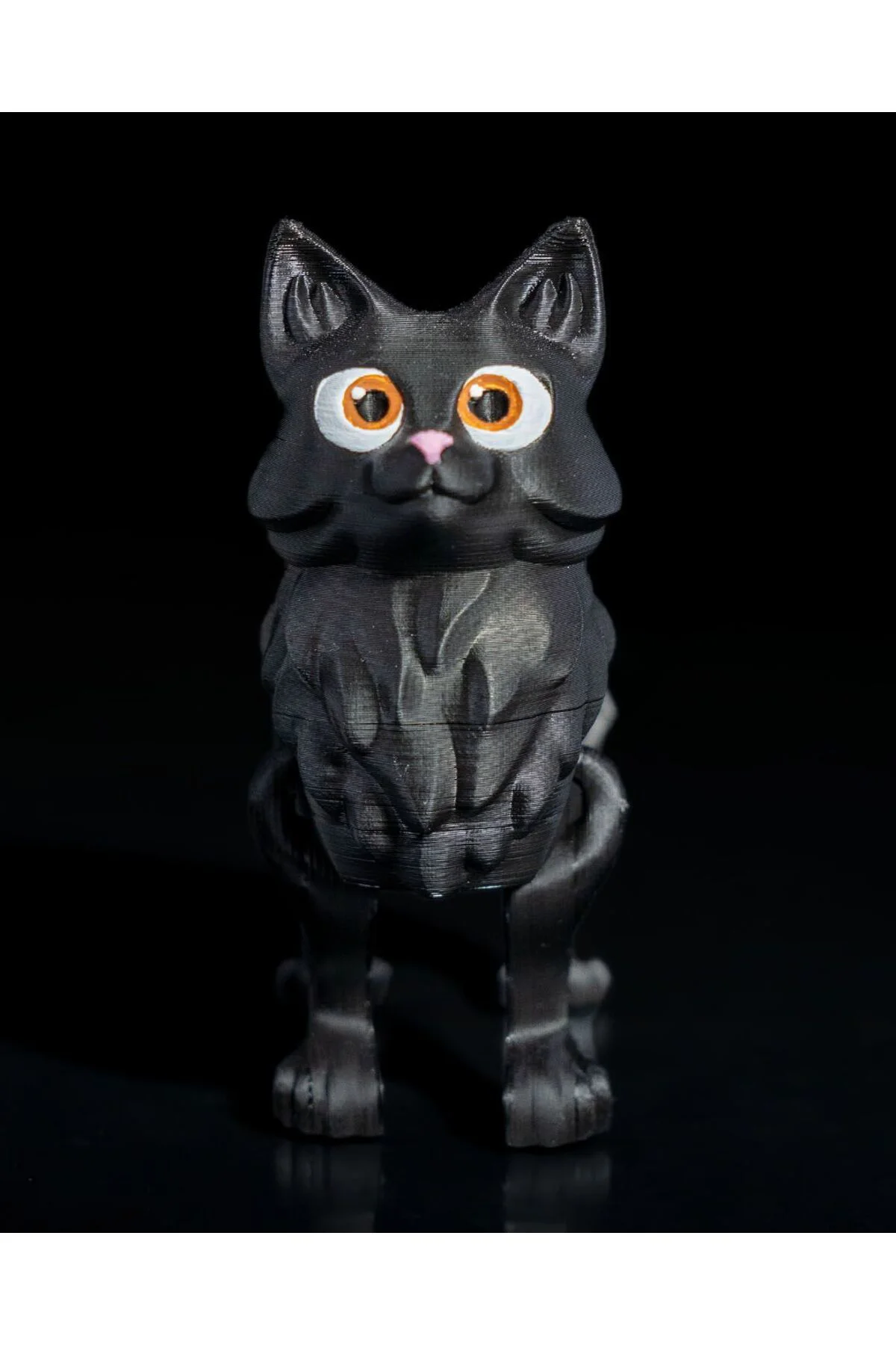 Hareketli Fluffy Kitten Siyah Kedi Oyuncak Büyük Boy 15 CM