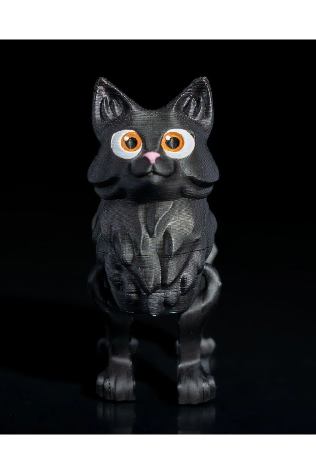 Hareketli Fluffy Kitten Siyah Kedi Oyuncak Büyük Boy 15 CM