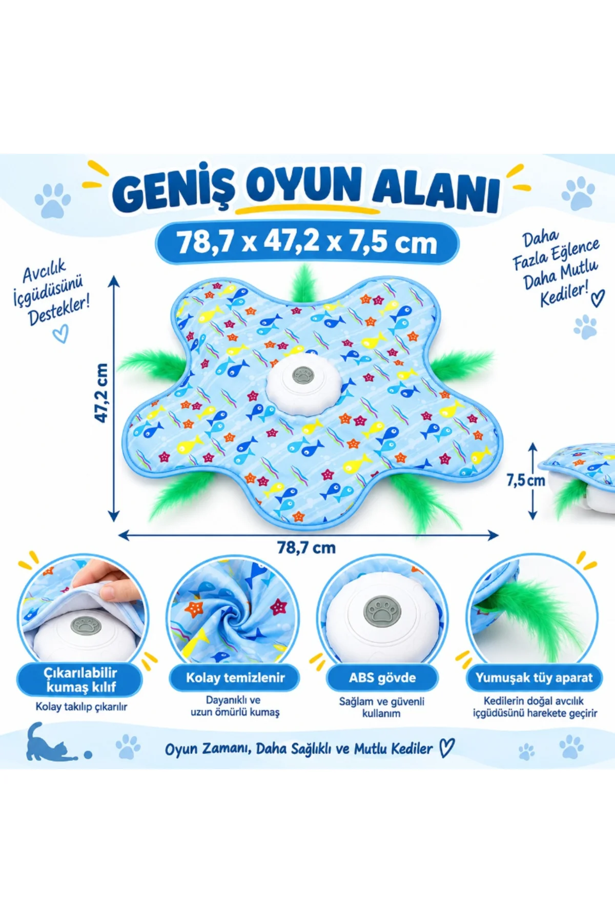 Hareketli İnteraktif Kedi Oyun Matı - USB Şarjlı - 3 Oyun Modu Hareketli İnteraktif Kedi Oyun Matı - USB Şarjlı - 3 Oyun Modu - Görsel 4