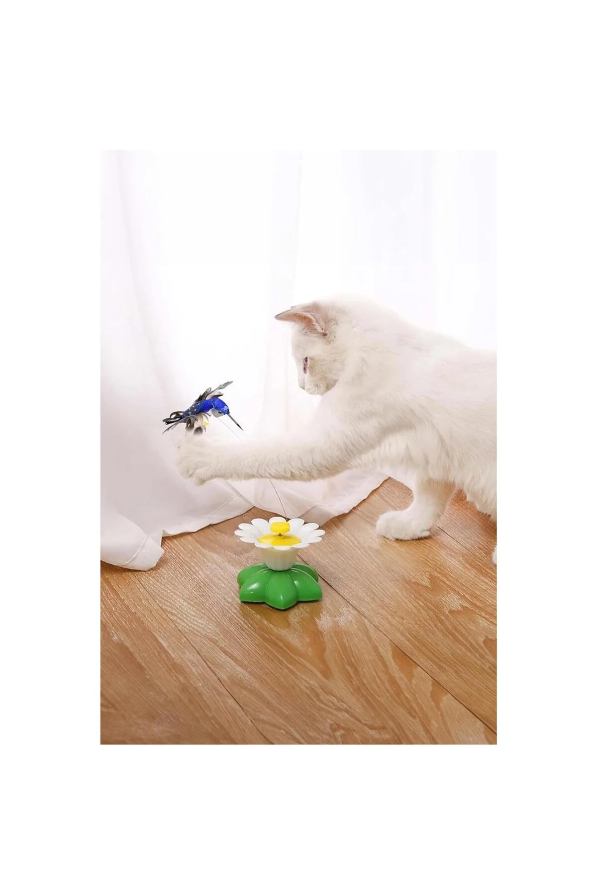 Hareketli Kedi Oyuncağı Dönen Kuş Başlıklı (Pille Çalışır)