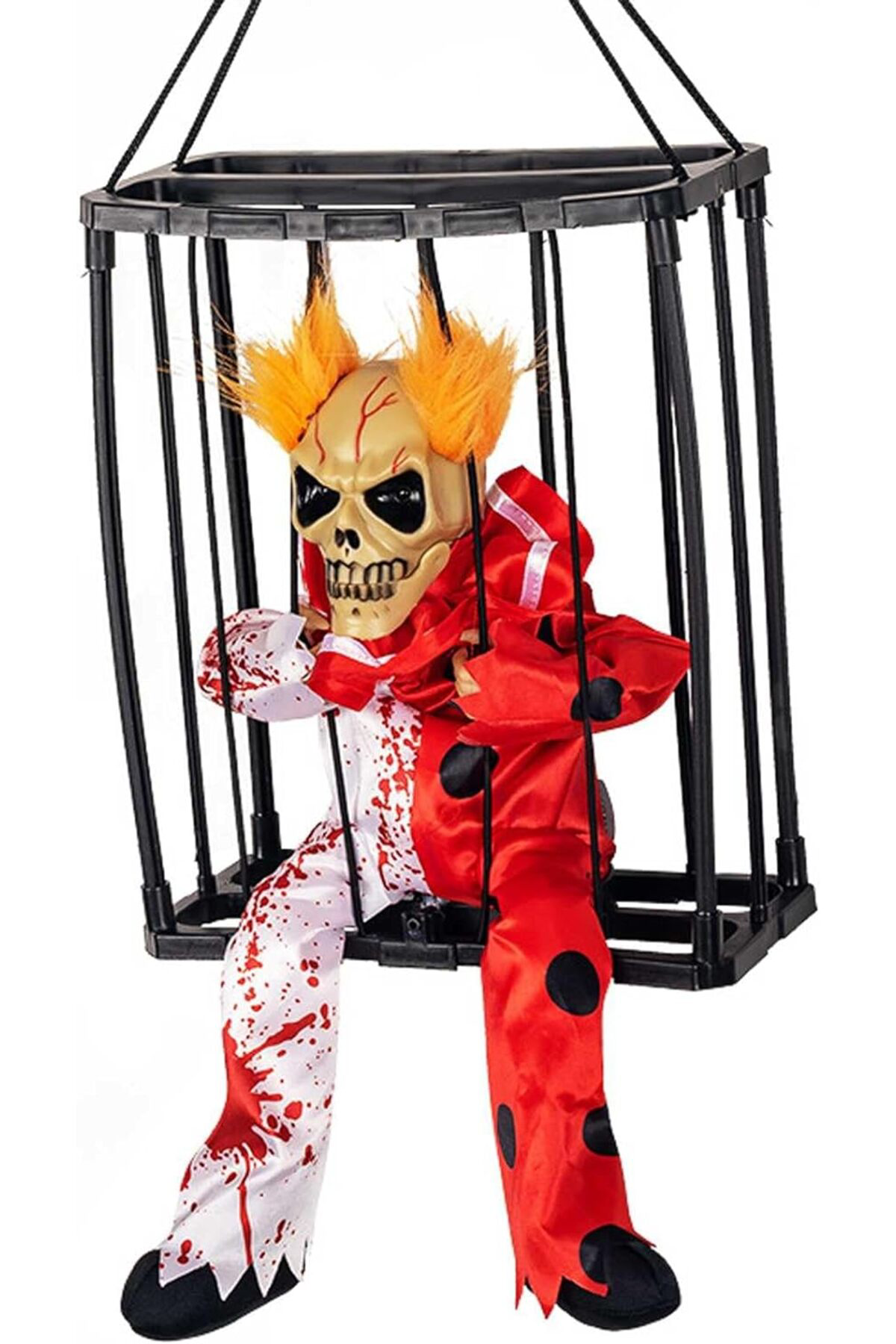 Ok Aksesuar Hareketli Sesli Sensörlü Mahkum Joker İskelet Dekorasyon 22X27 Cm