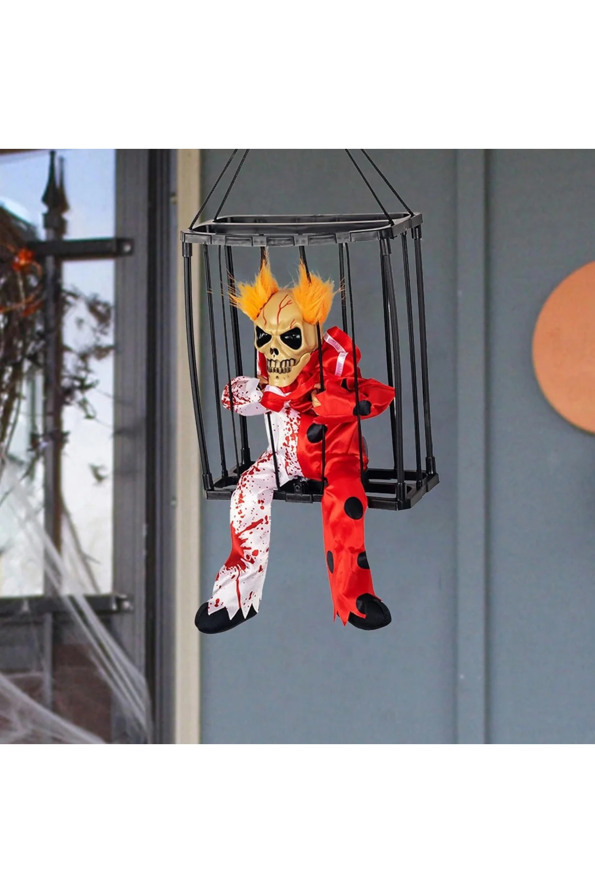 Hareketli Sesli Sensörlü Mahkum Joker İskelet Dekorasyon 22X27 Cm - Görsel 3
