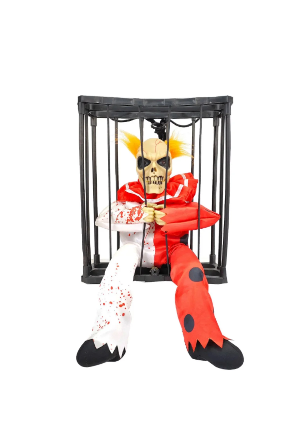 Hareketli Sesli Sensörlü Mahkum Joker İskelet Dekorasyon 22x27 cm