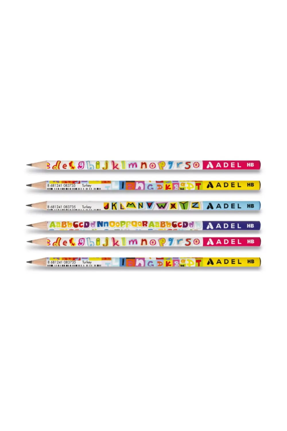 Harfler Yuvarlak Kurşun Kalem 6 Lı Paket