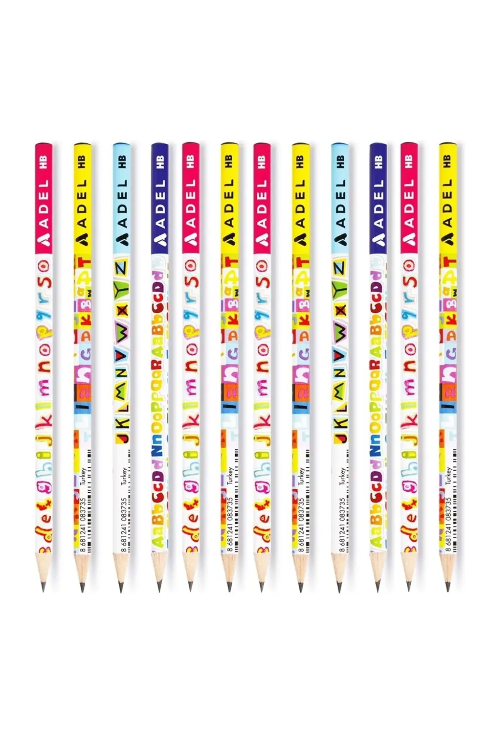 Harfler Yuvarlak Kurşun Kalem Hb 12 Adet