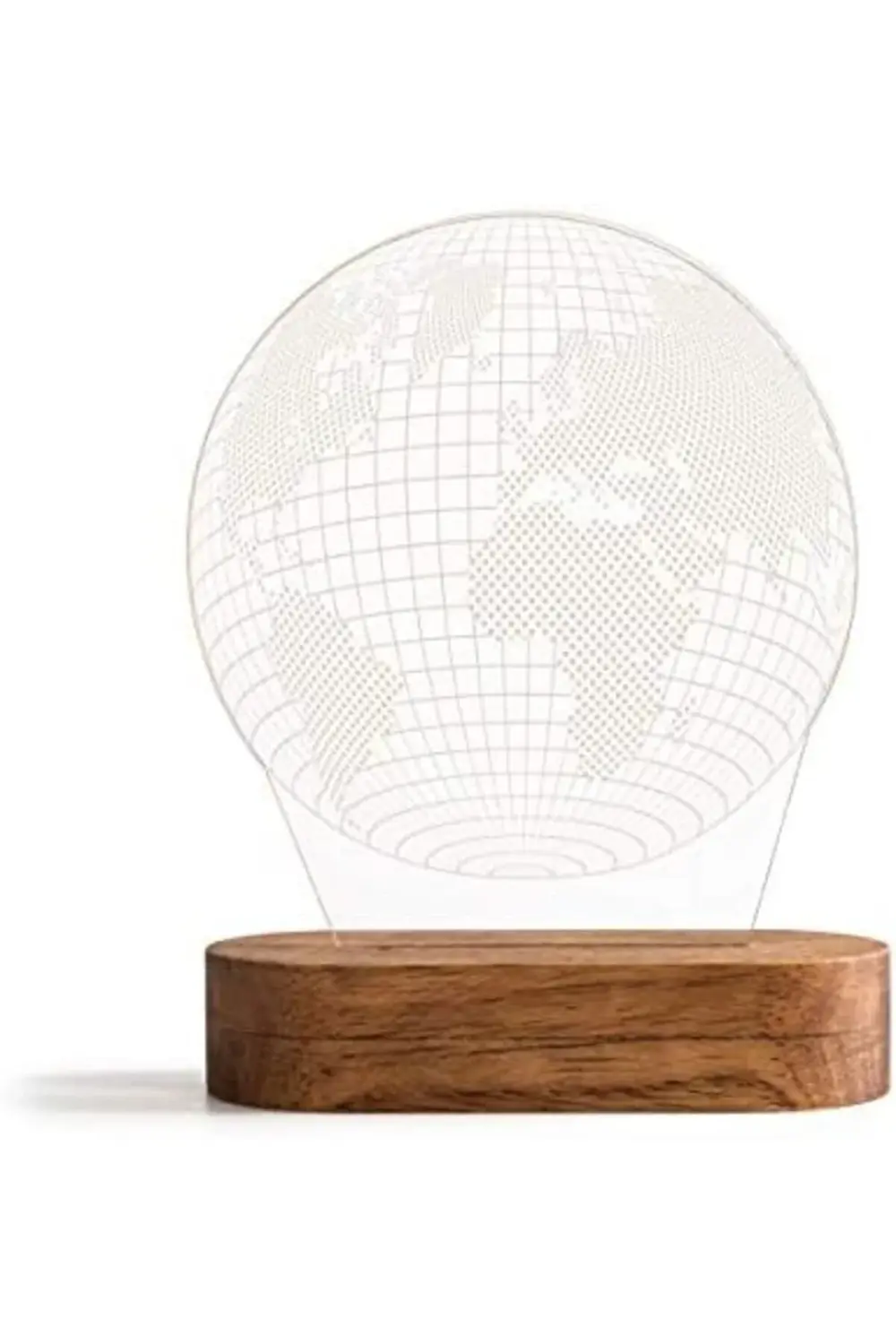 Haritası Tasarımlı 3D Led Lamba Usb Bağlantılı Sarı Işık