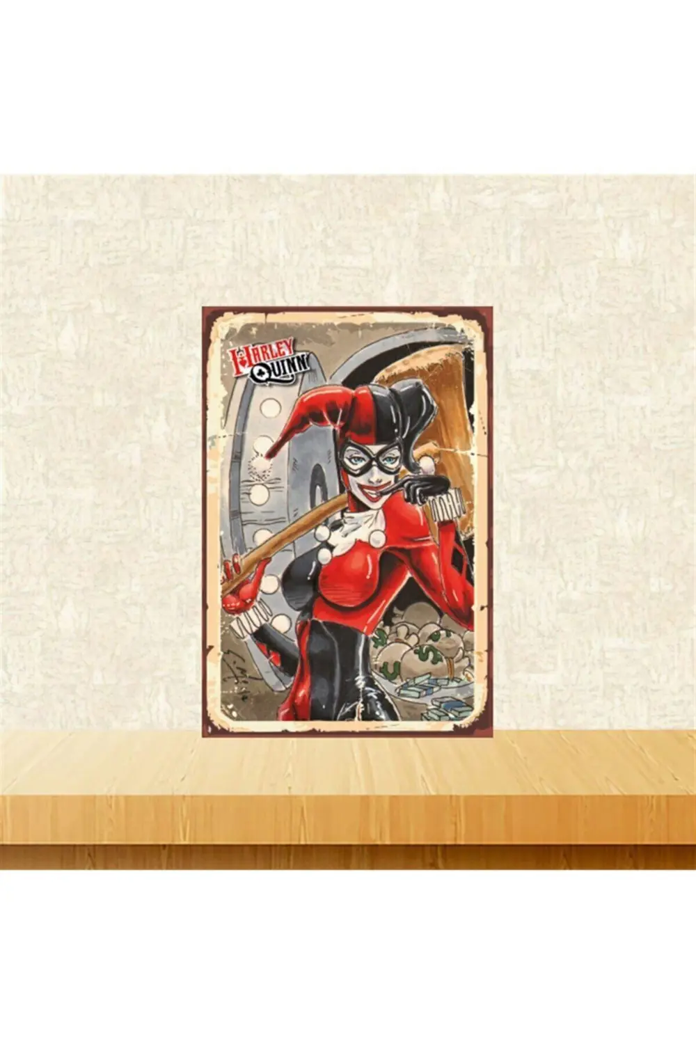 Harley Quinn Animasyon 20-30 Cm Retro Ahşap Tablo Tkfx5023