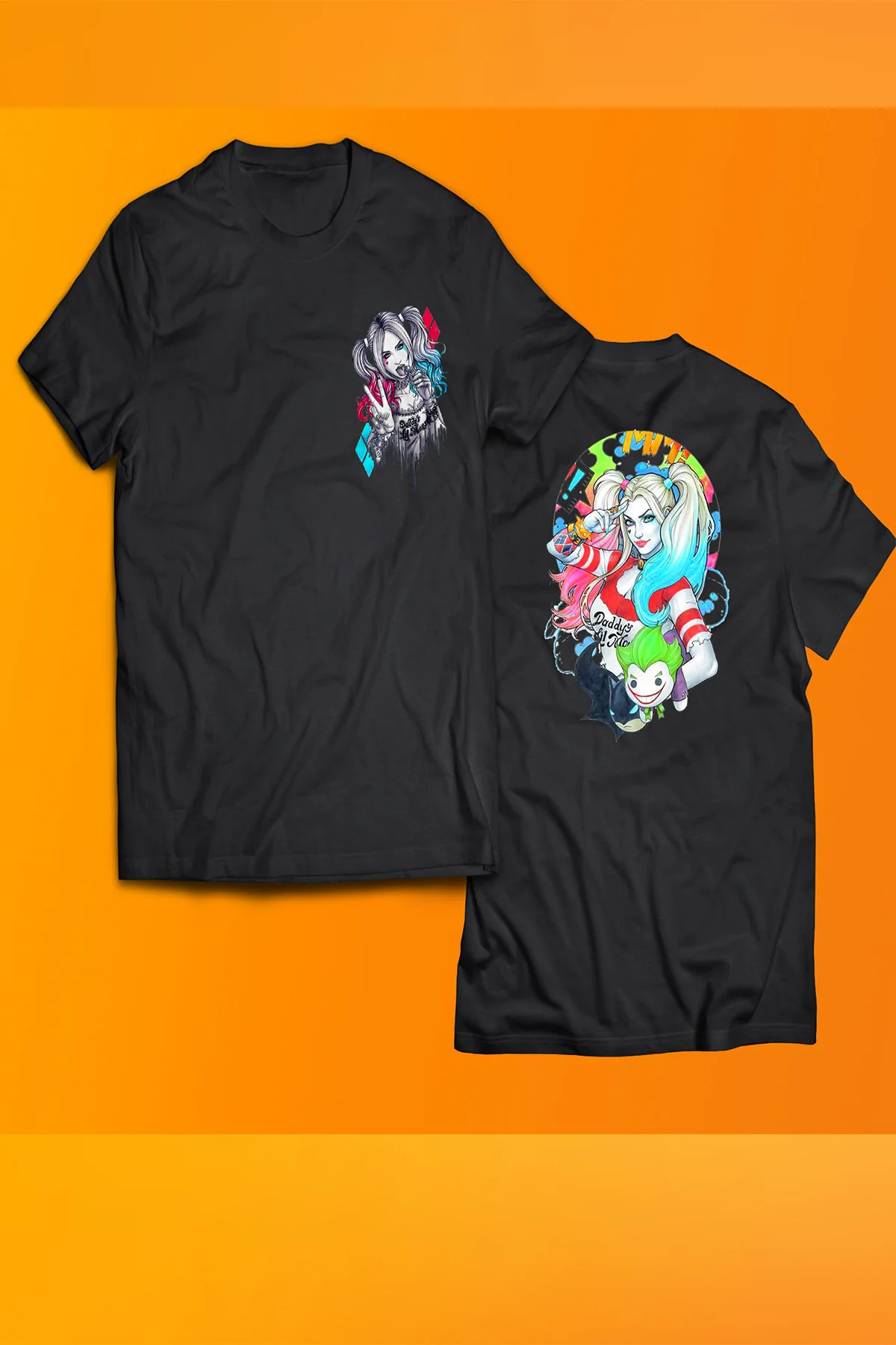 Harley Quinn Baskılı %100 Pamuk Oversize T-shirt Büyük Beden Tişö