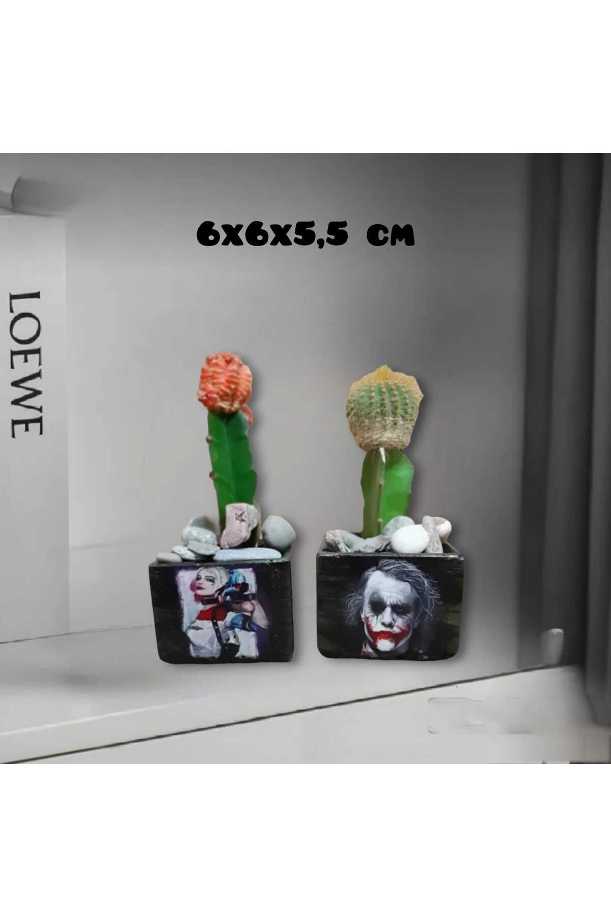 Dodemert Home Harley Quinn& Joker Tasarım Kare Beton Saksı 2 Li