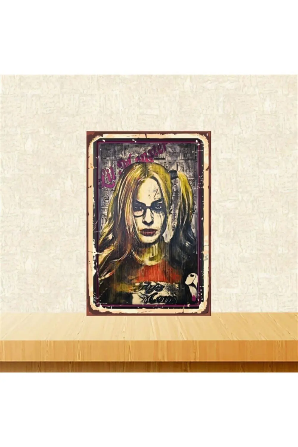 Harley Quinn Tasarım 20-30 Cm Retro Ahşap Tablo Tkfx5835