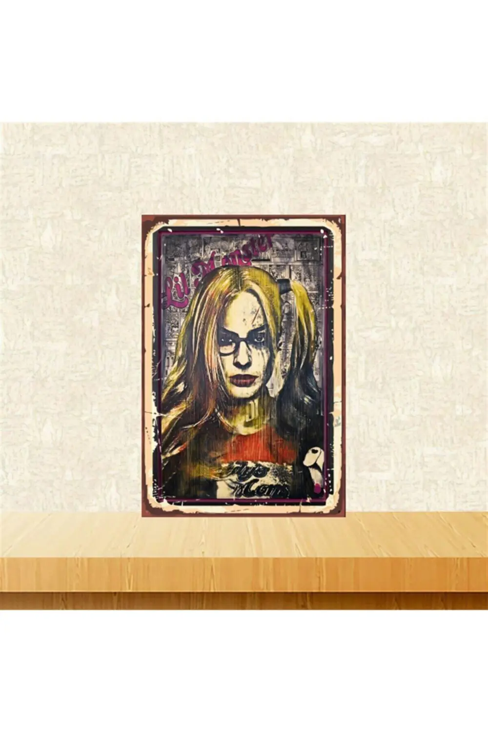 Harley Quinn Tasarım 20-30 Cm Retro Ahşap Tablo Tkfx5835