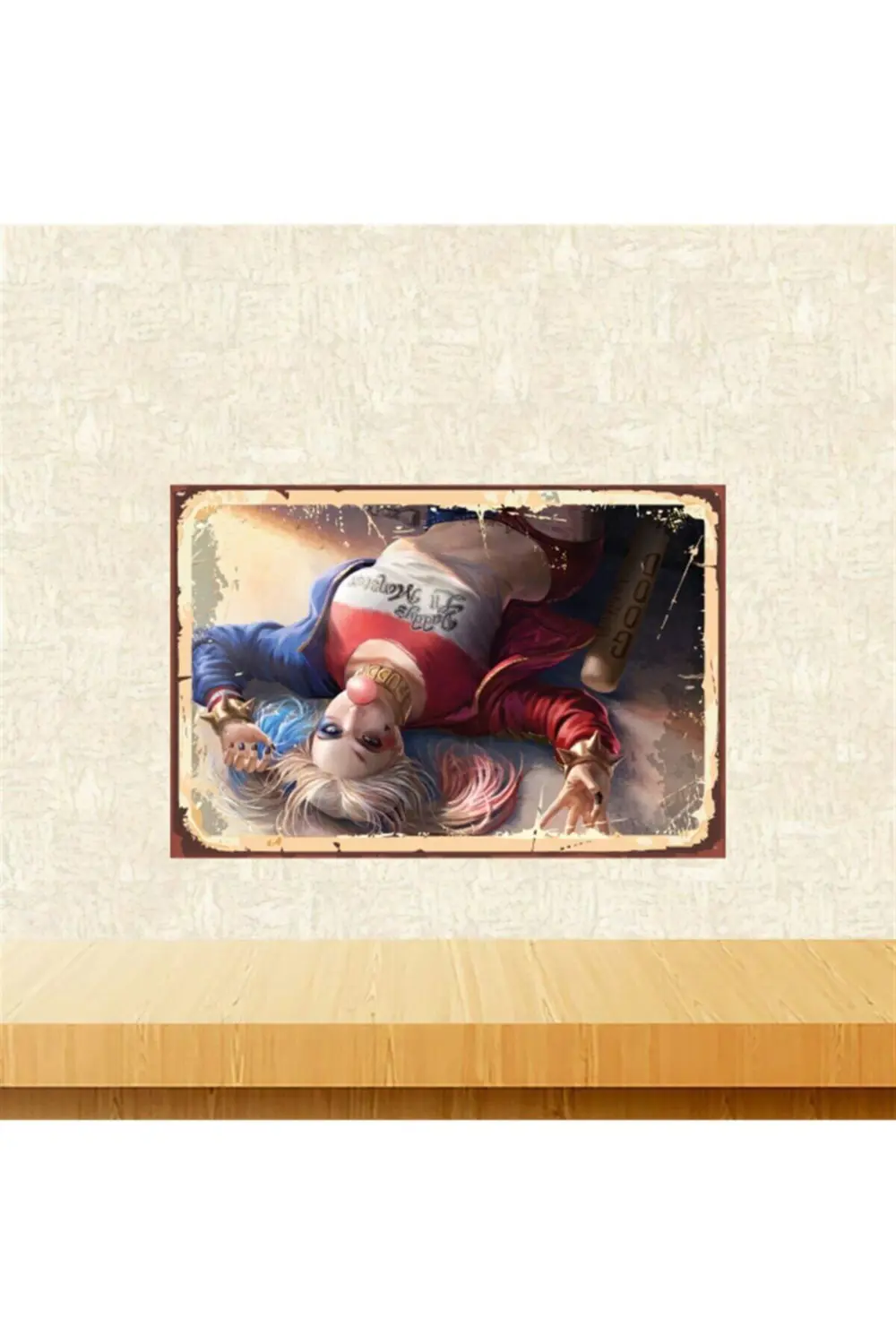Harley Quinn Tasarımlı Retro Ahşap Tablo Tkfx5606 20-30 cm