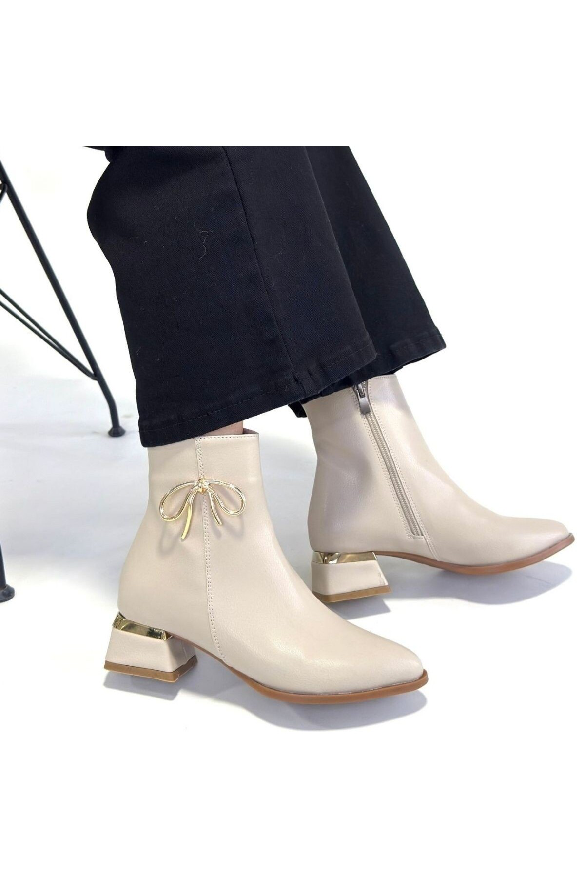 Harly Bej Cilt Topuklu Bot - Lisinya