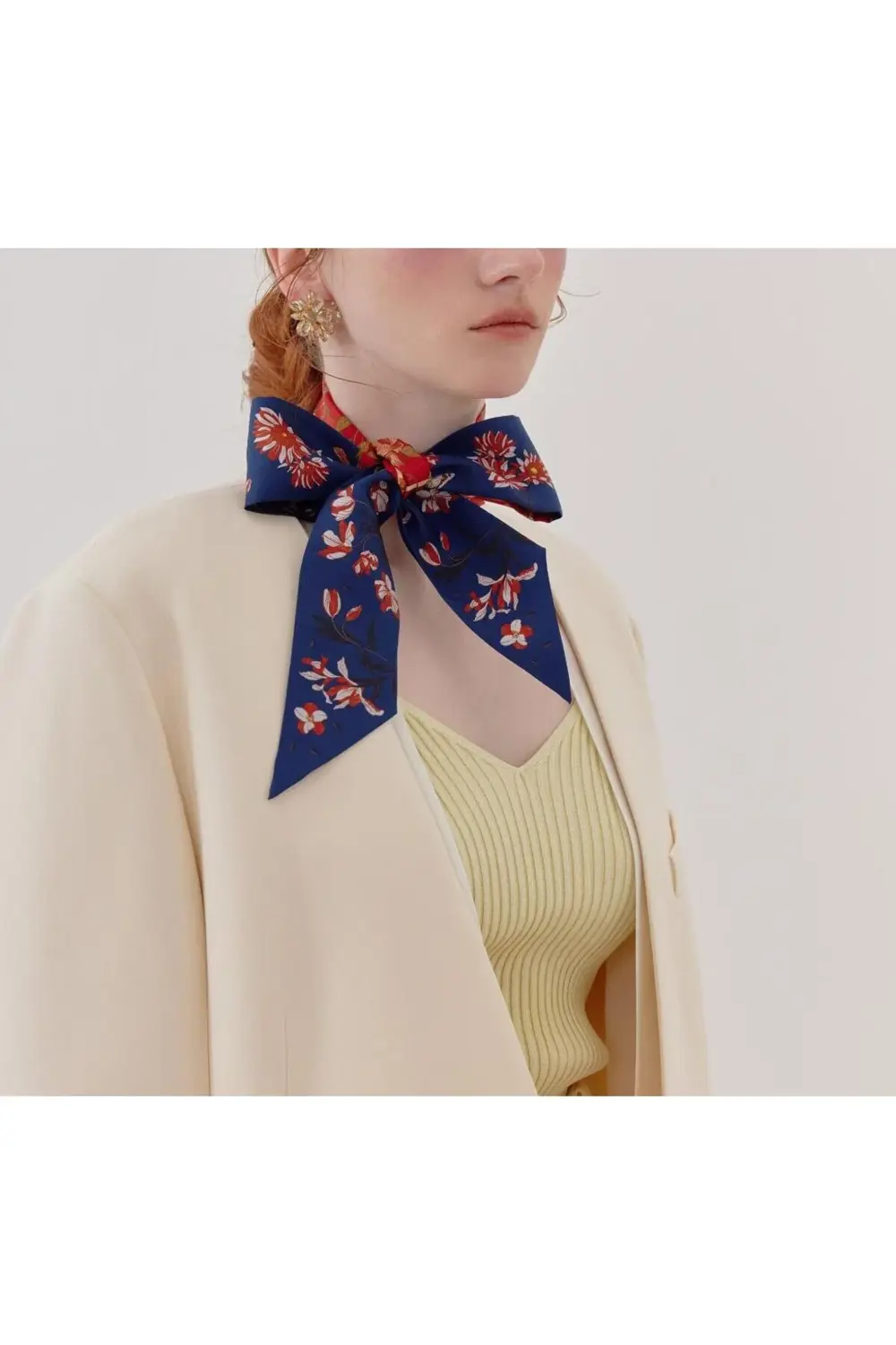 Harmony Eşarp Lacivert Bordo Renk Çiçekli Desen