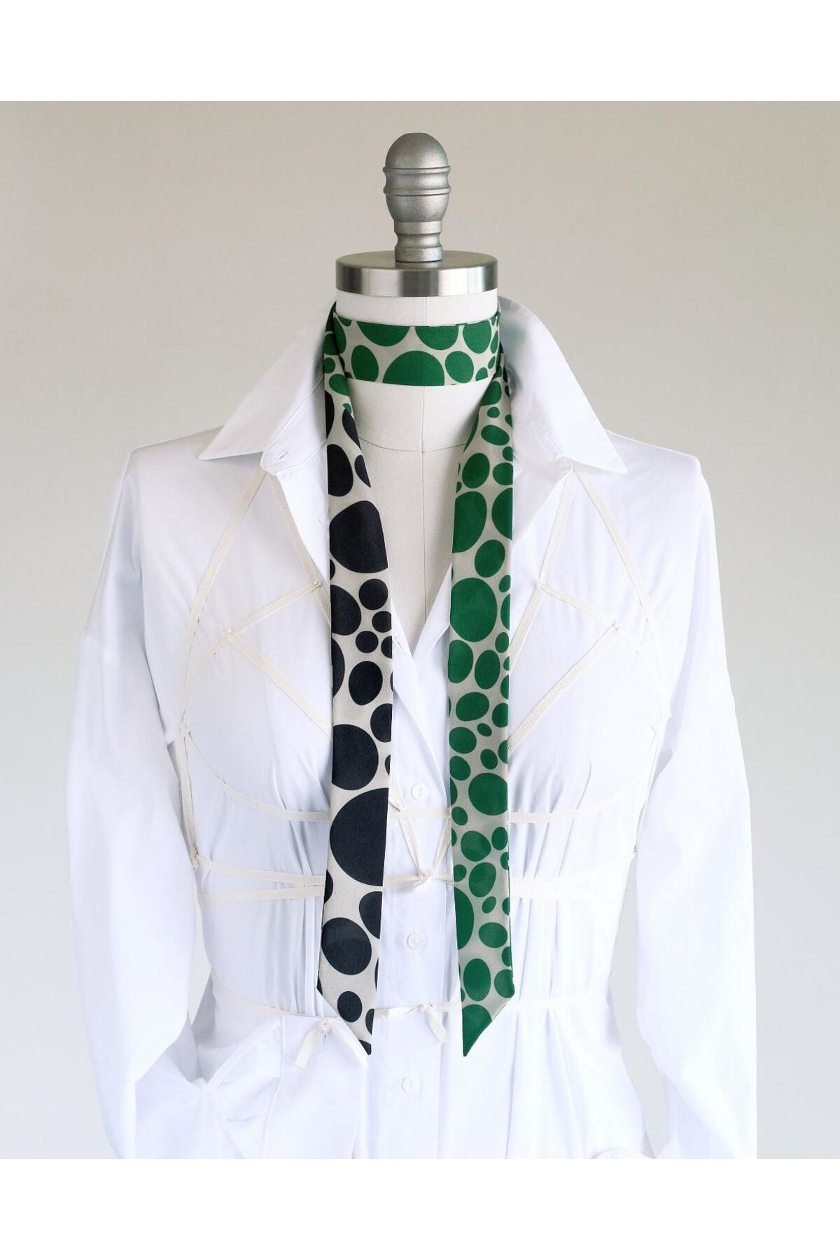 Harmony Eşarp Yeşil Siyah Desenli