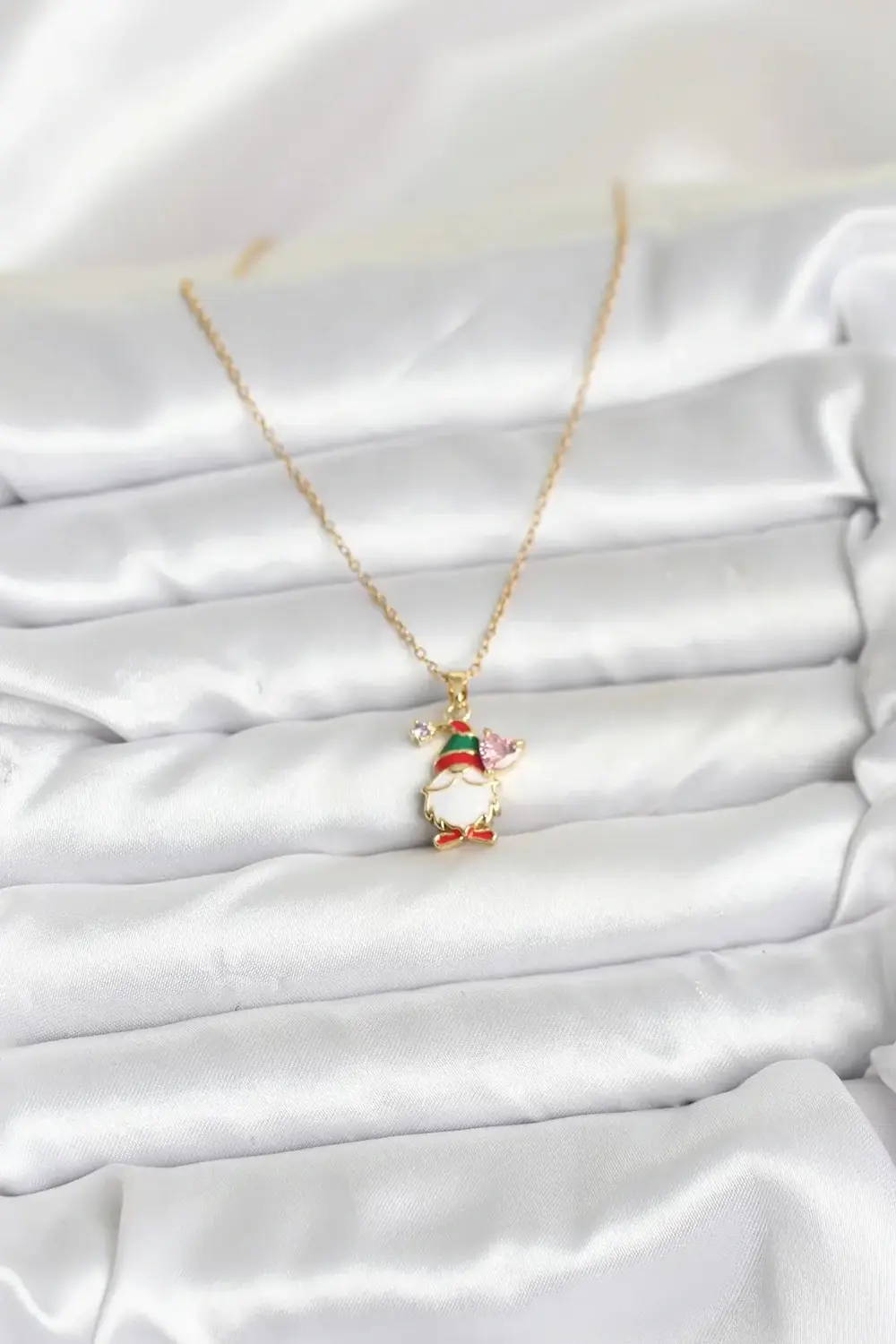 HarmonyAura 316L Çelik Zincir Gold Renk Yılbaşı Teması Kadın Koly