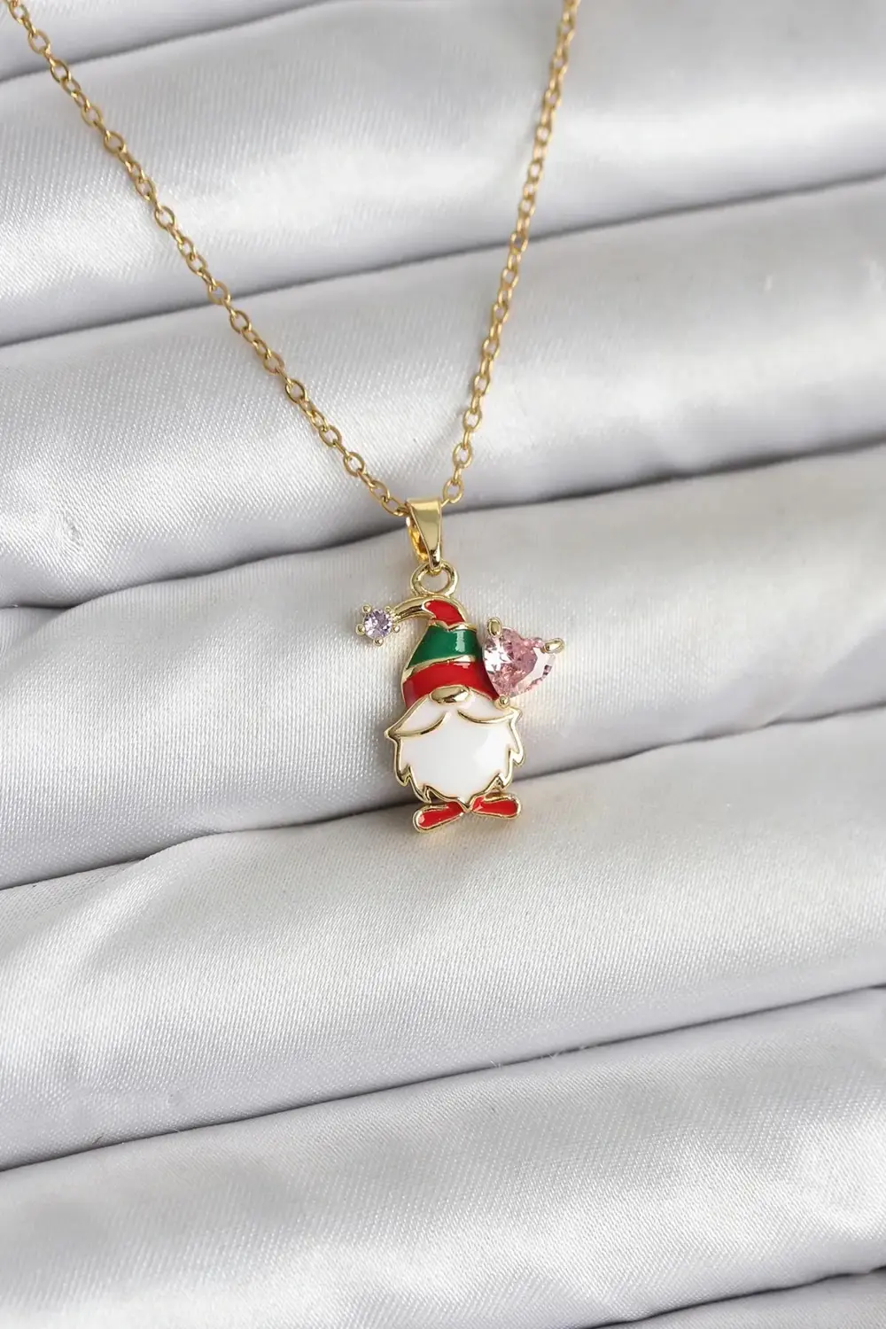 HarmonyAura 316L Çelik Zincir Gold Renk Yılbaşı Teması Kadın Koly