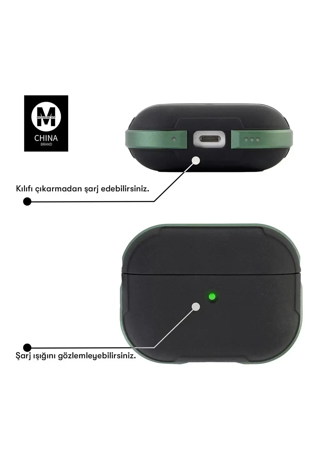 HarmonyAura Airpods 3 (3.nesil) MO-A8 Armor Kılıf - Koyu Yeşil