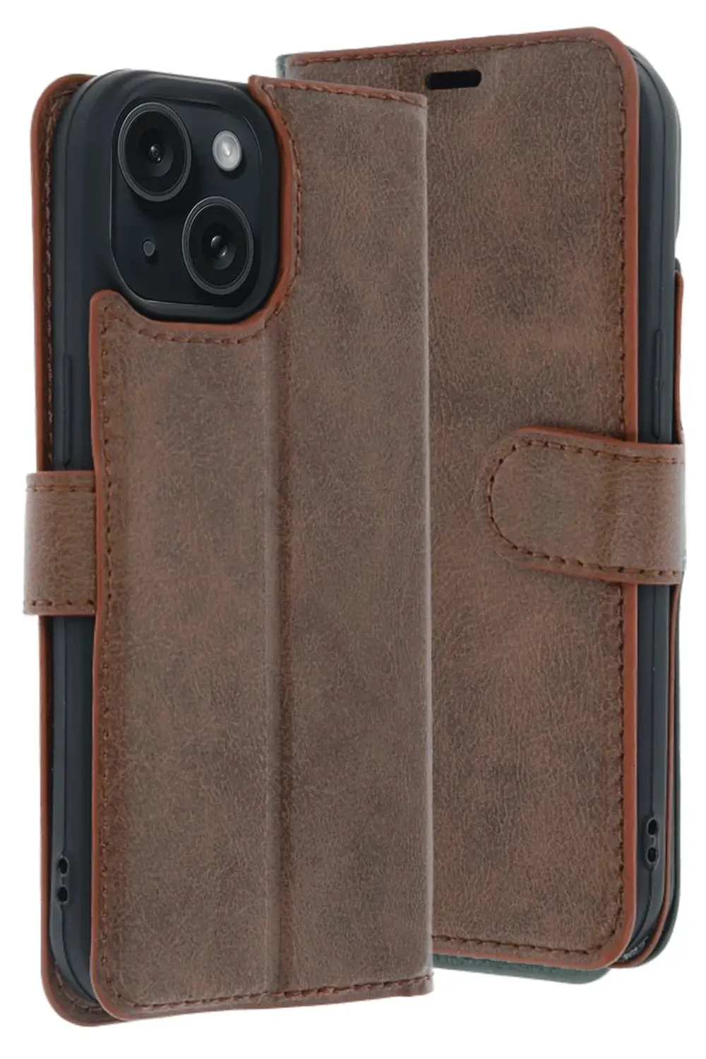 HarmonyAura Apple iPhone 15 Trend S Plus Kapaklı Kılıf - Taba