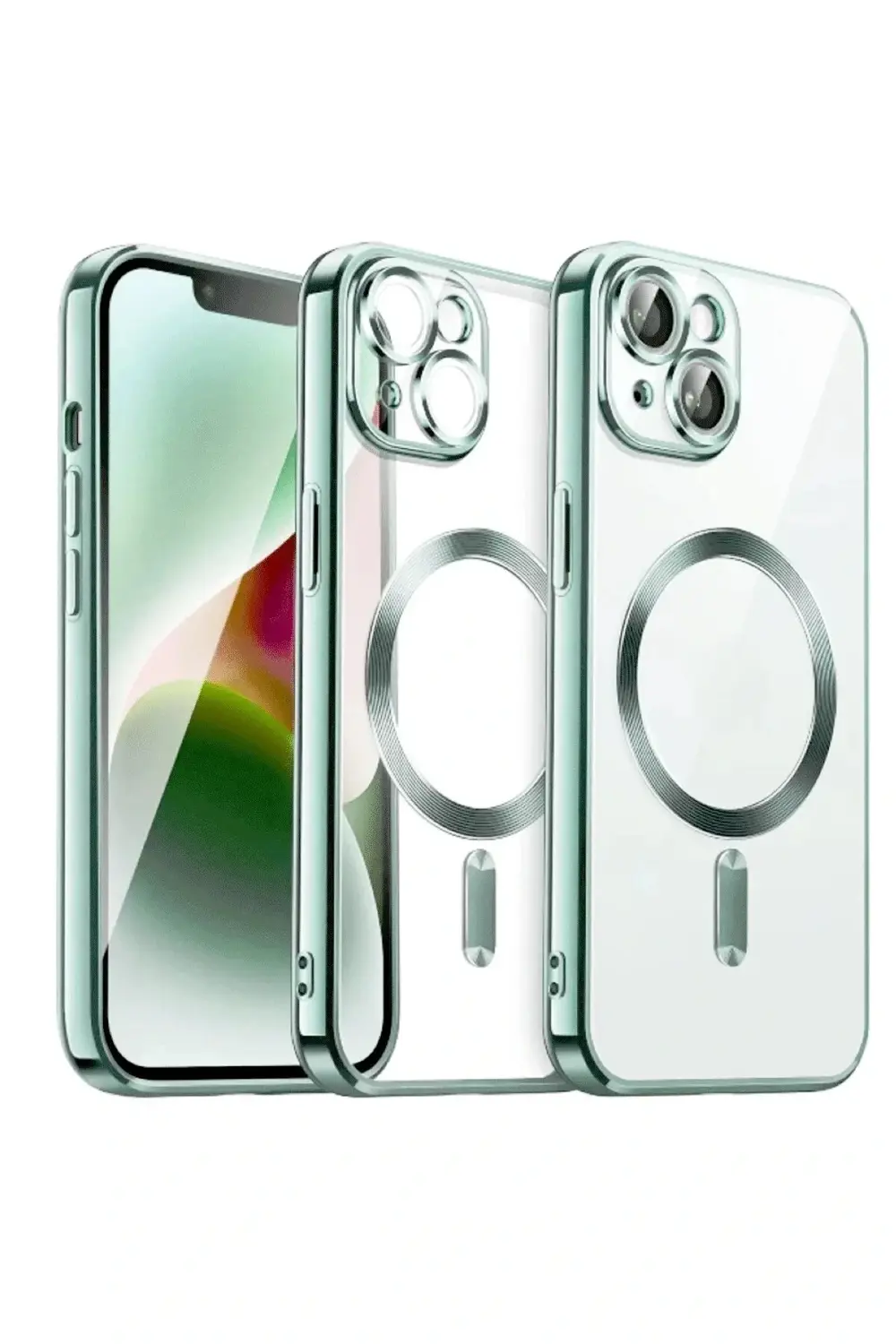 HarmonyAura iPhone 15 Kılıf Kross Magneticsafe Kapak - Açık Yeşil