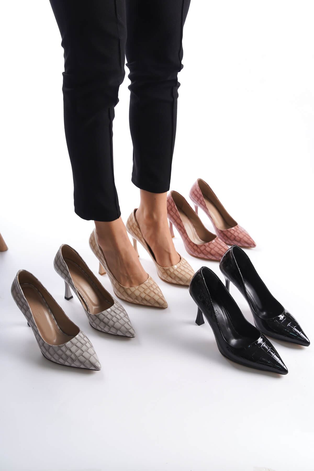 Harper Nude Renk Kroko Rugan Kadın Stiletto