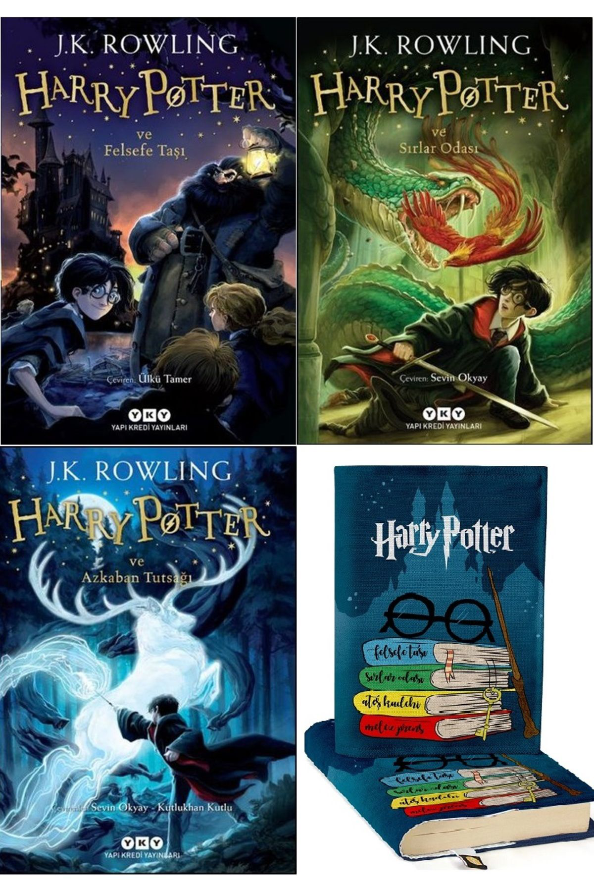 Harry Potter 1-2-3 + Harry Potter Kitap Kılıfı