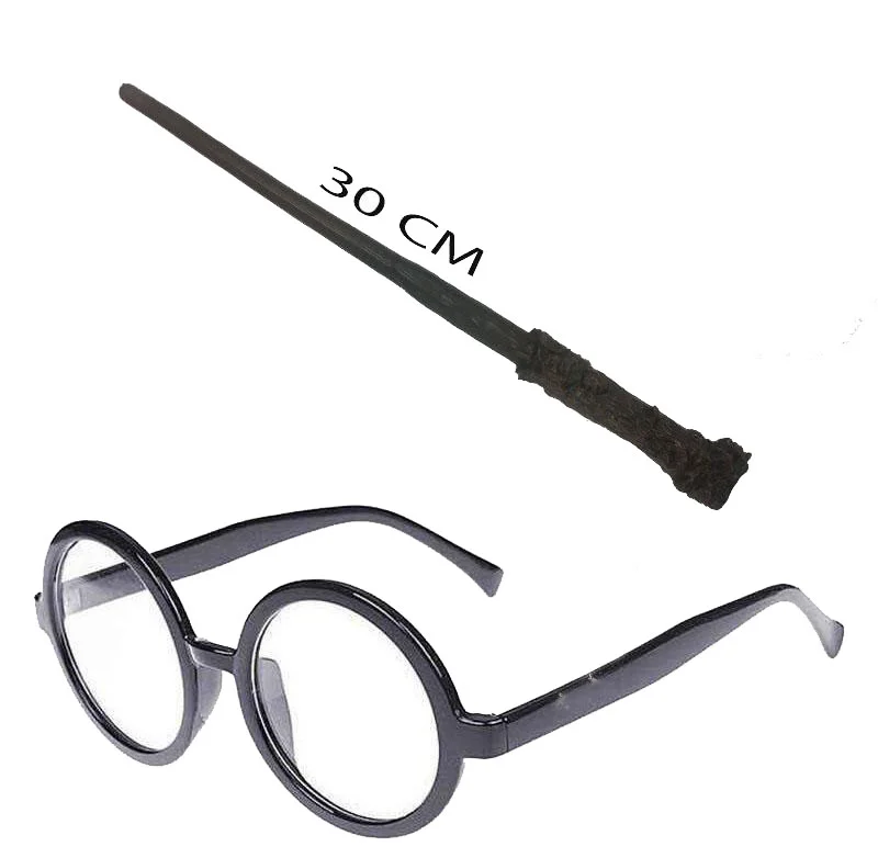Harry Potter Asa ve Gözlük Seti – 35 cm Siyah Çerçeveli Büyücü Kostüm Aksesuarı